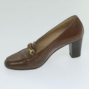 GUCCI Web Sherry Line High Heels Leather 36B Brown Auth ti1401-9