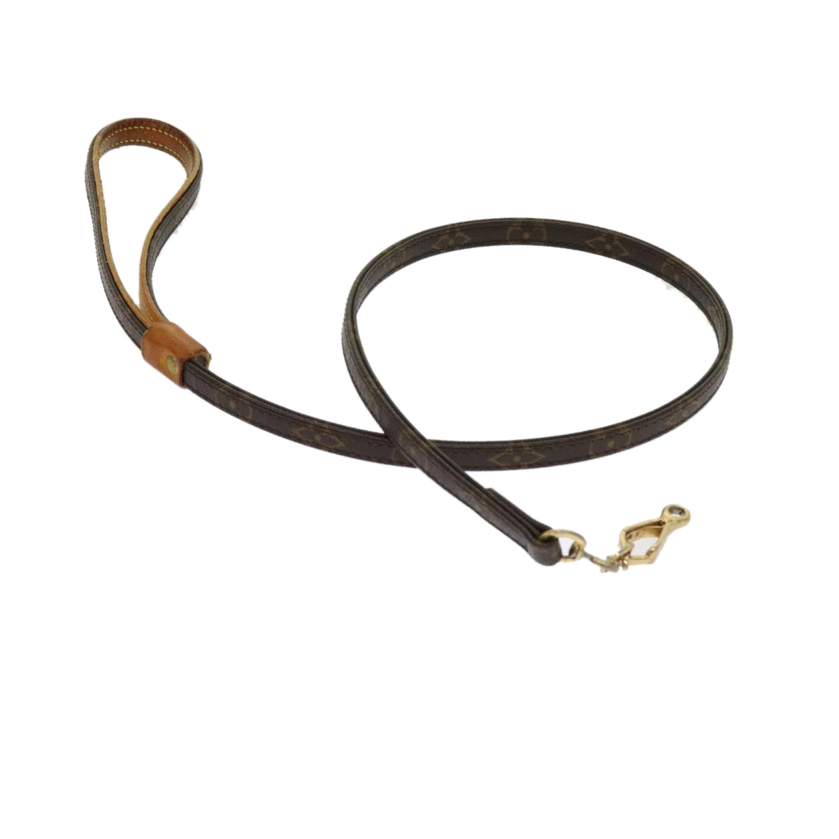 LOUIS VUITTON Monogram Less Baxter MM Dog Leash M58056 LV Auth ti1404