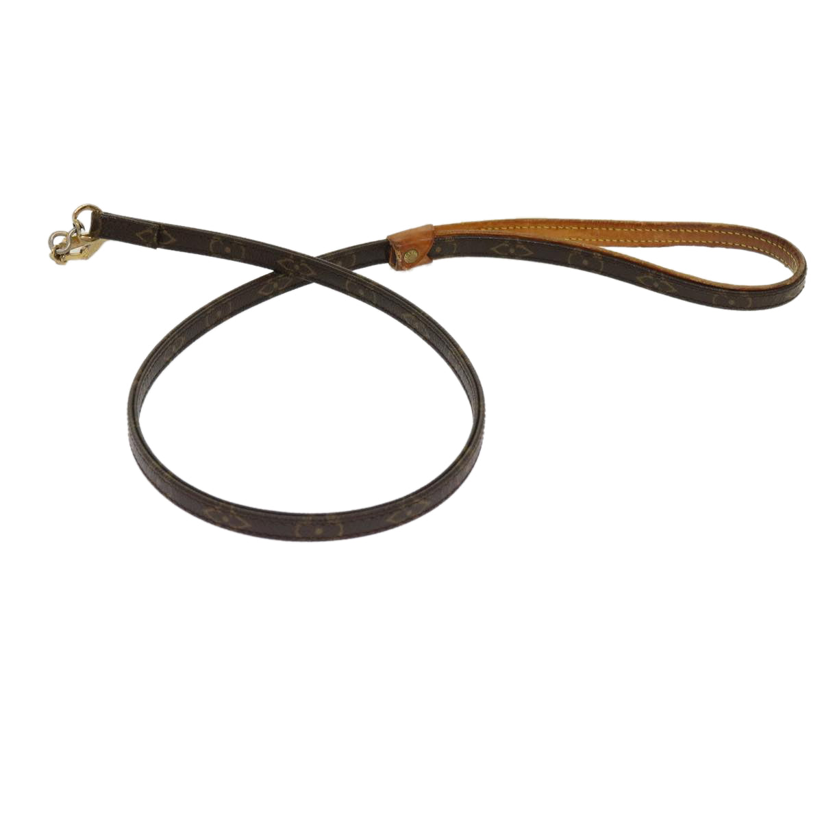 LOUIS VUITTON Monogram Less Baxter MM Dog Leash M58056 LV Auth ti1404