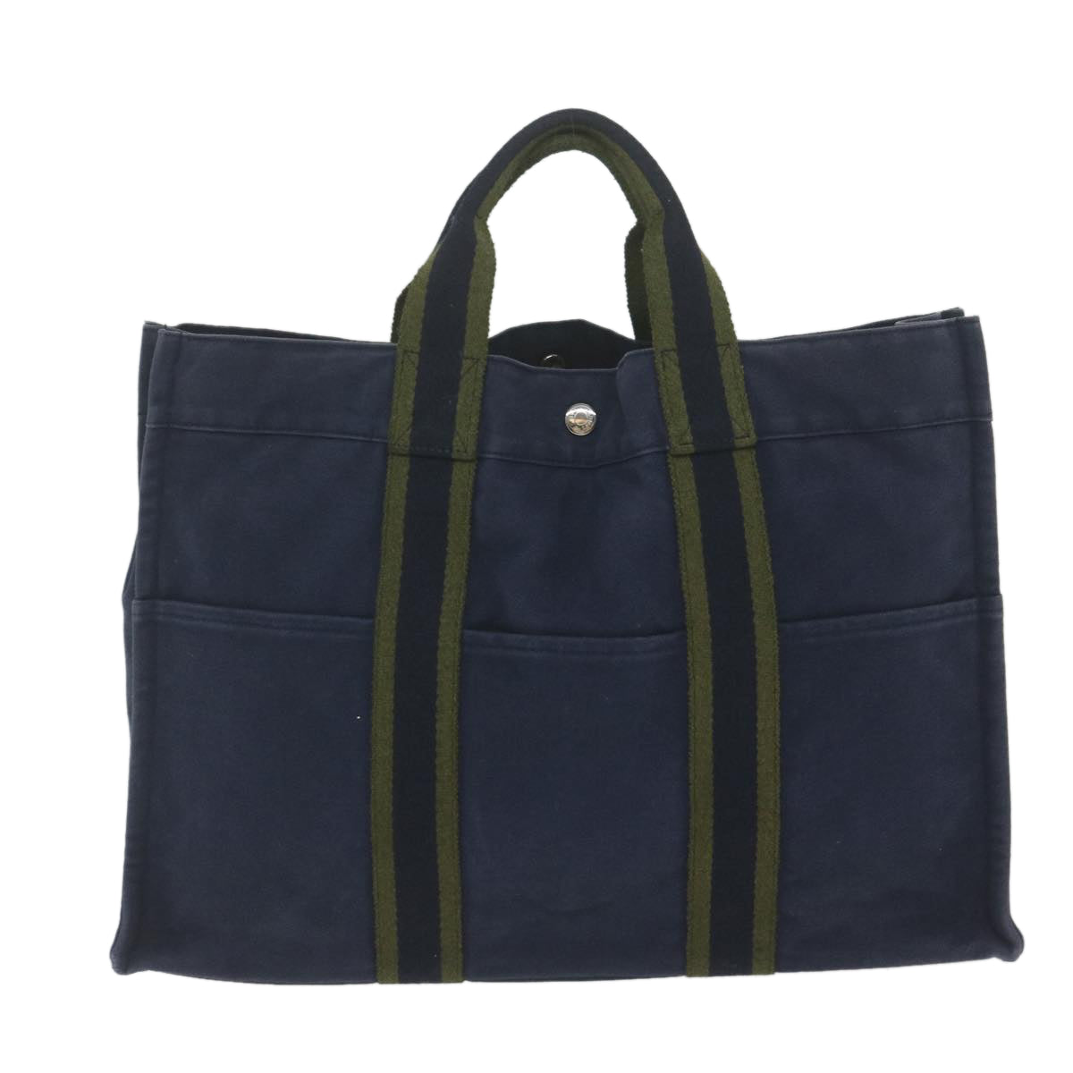 HERMES Fourre Tout MM Hand Bag Canvas Navy Auth ti1428 - 0