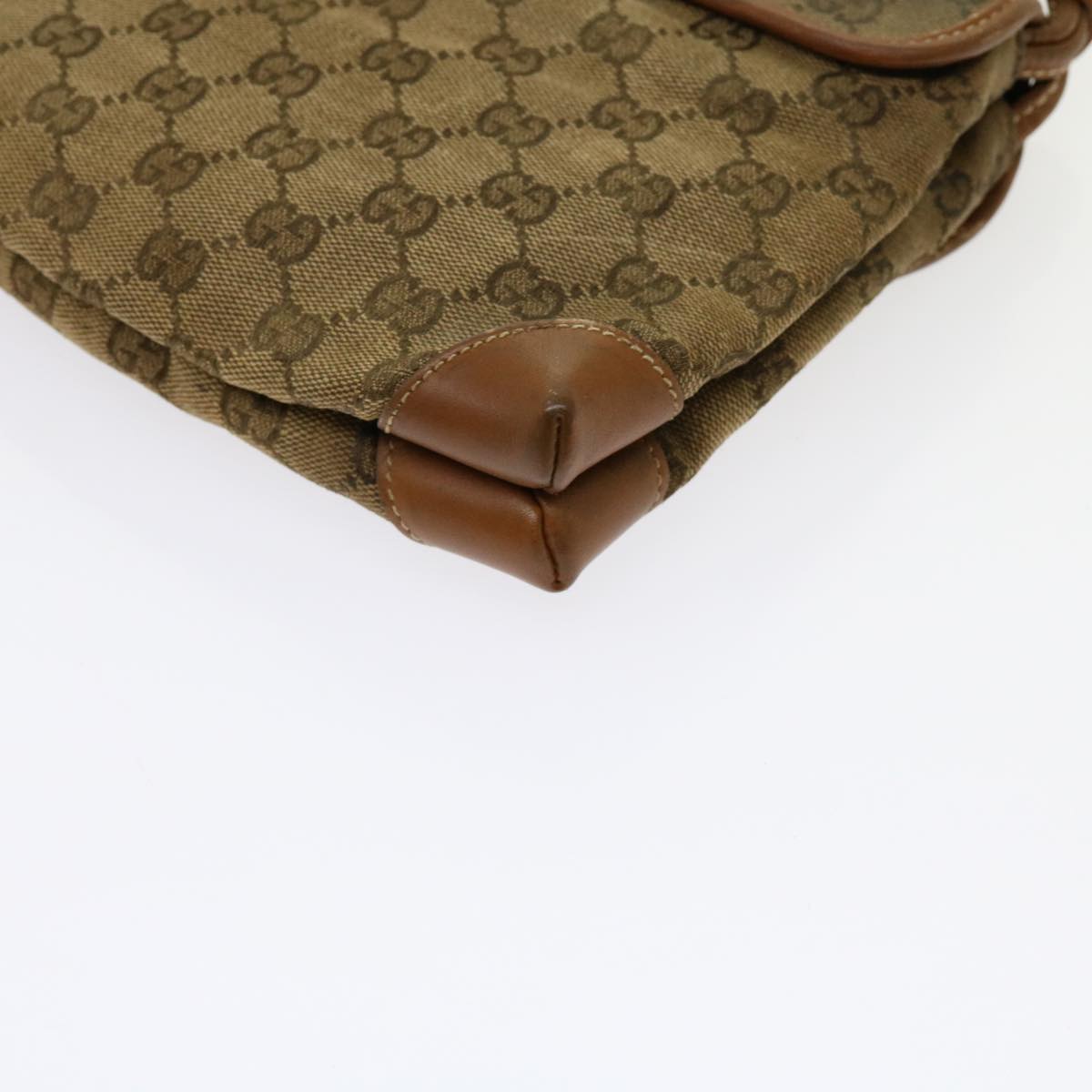 GUCCI GG Canvas Shoulder Bag Beige Auth ti1432