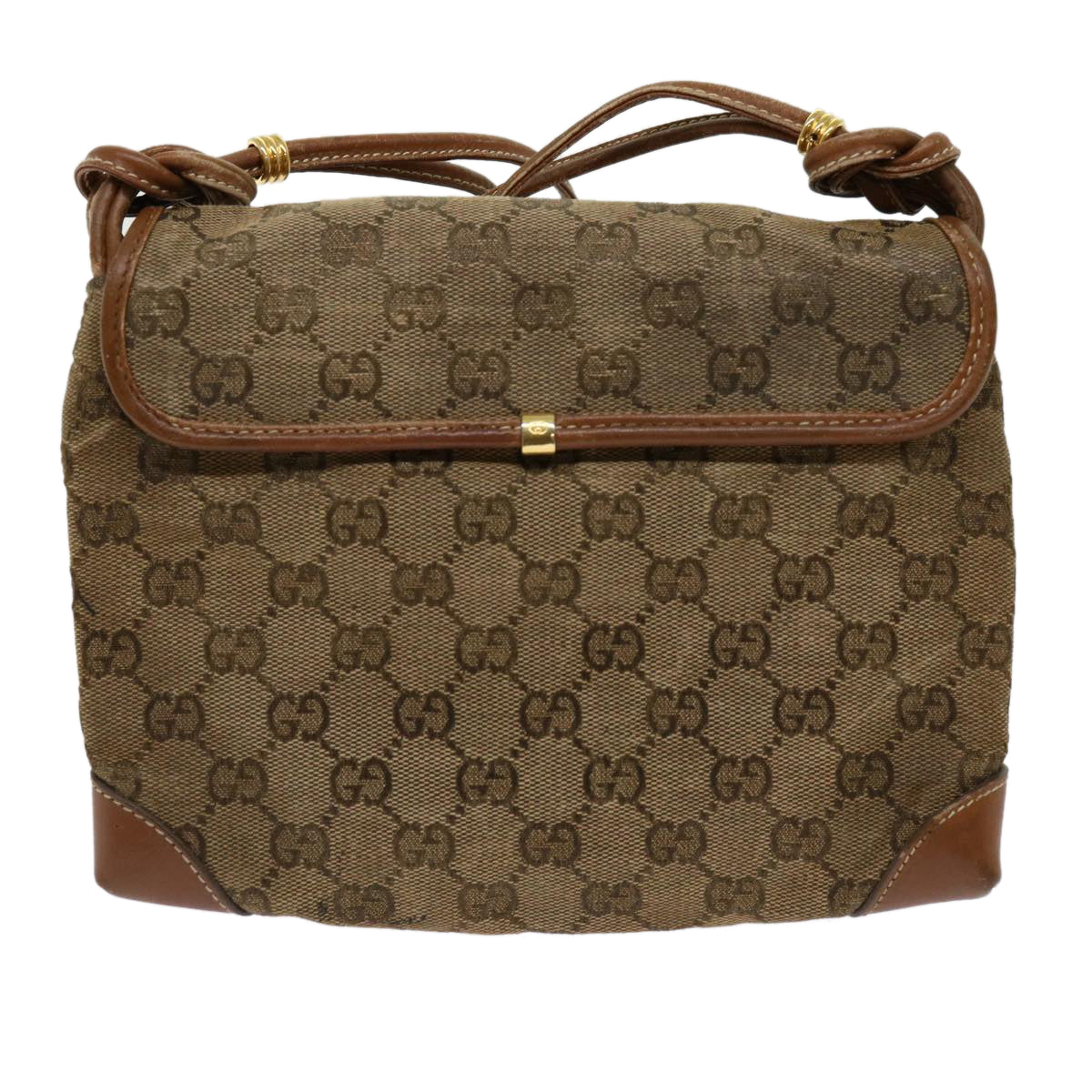 GUCCI GG Canvas Shoulder Bag Beige Auth ti1432