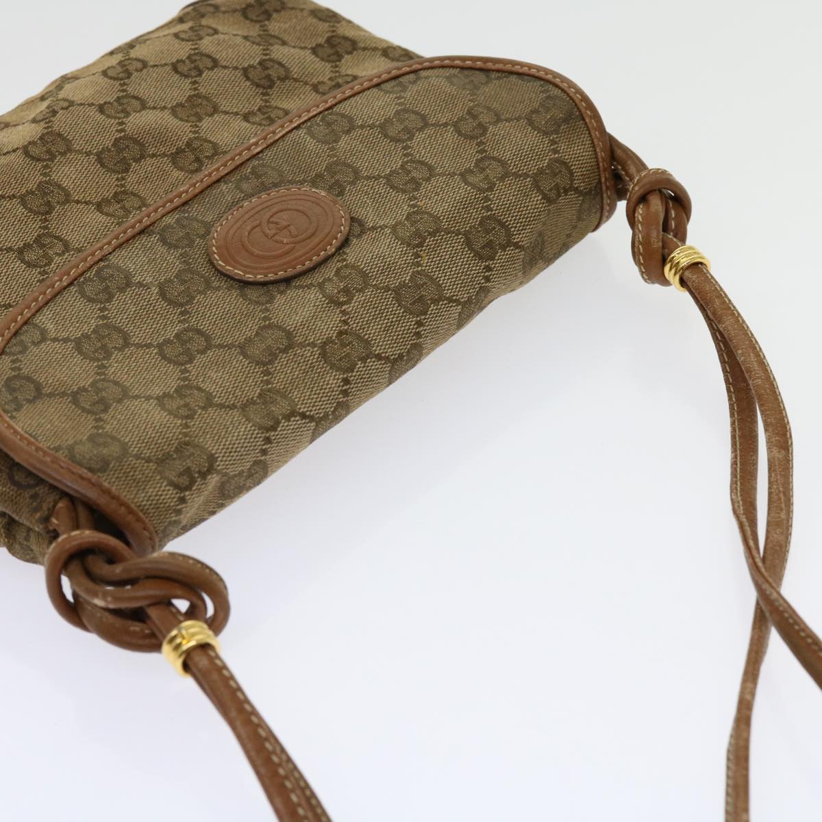 GUCCI GG Canvas Shoulder Bag Beige Auth ti1432