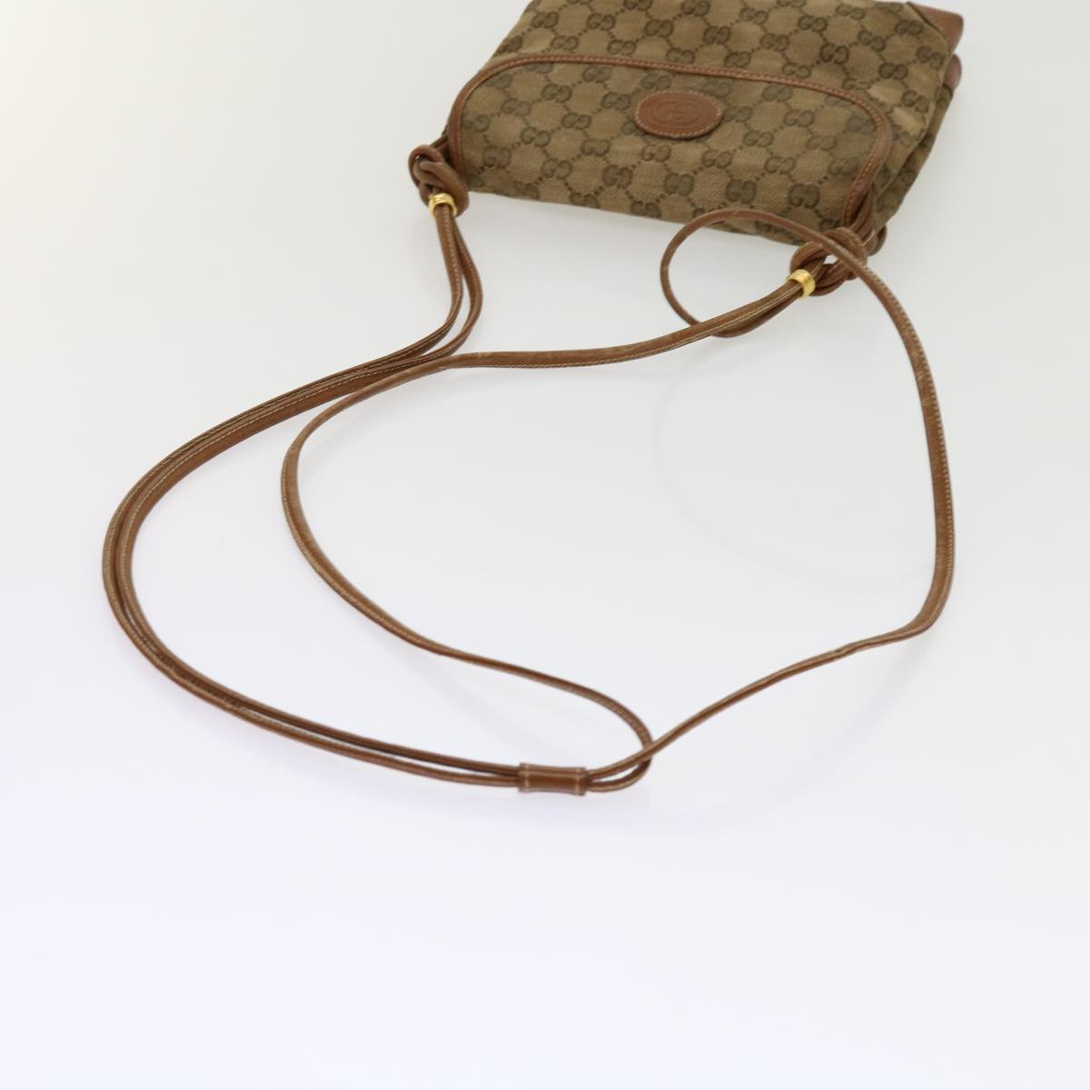 GUCCI GG Canvas Shoulder Bag Beige Auth ti1432