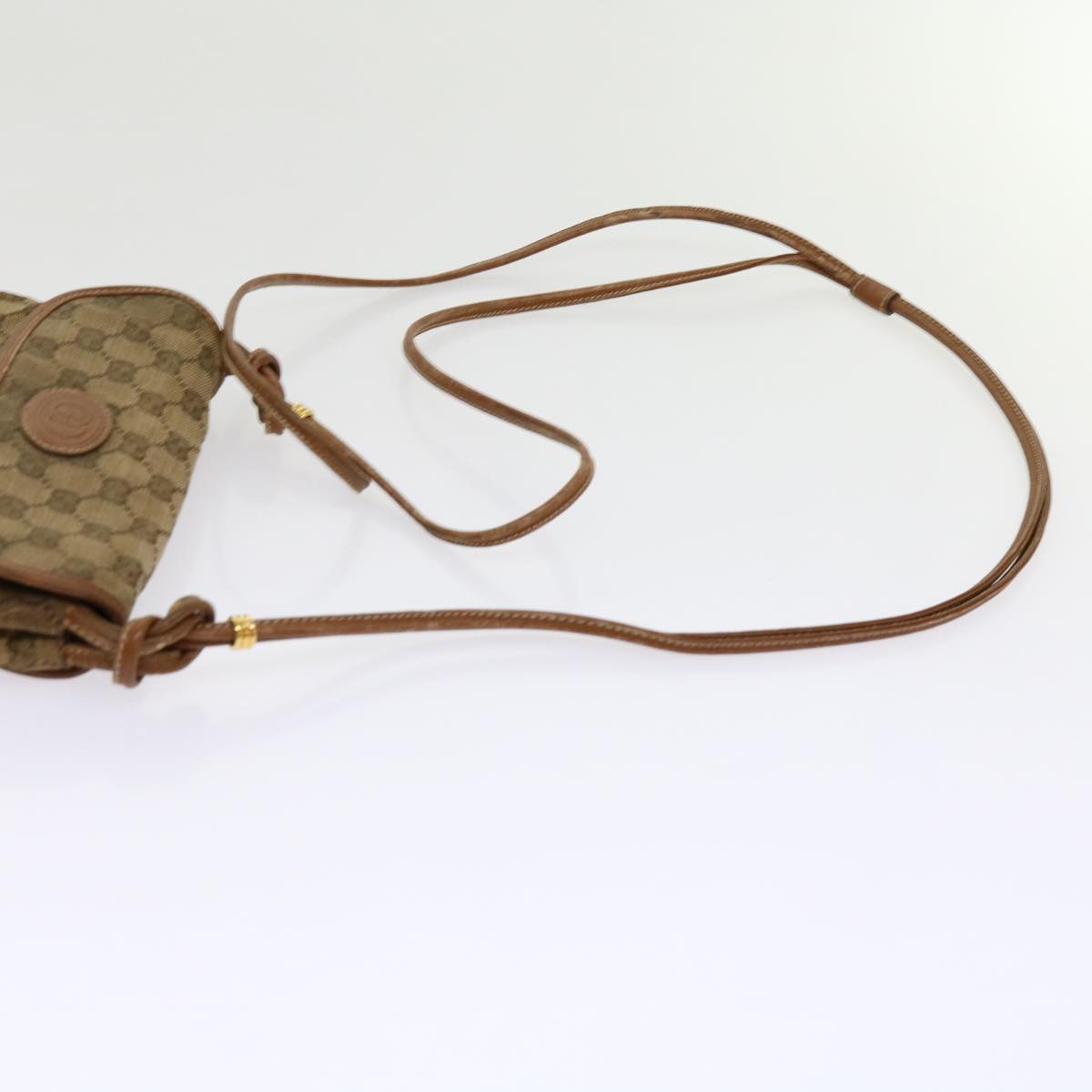 GUCCI GG Canvas Shoulder Bag Beige Auth ti1432