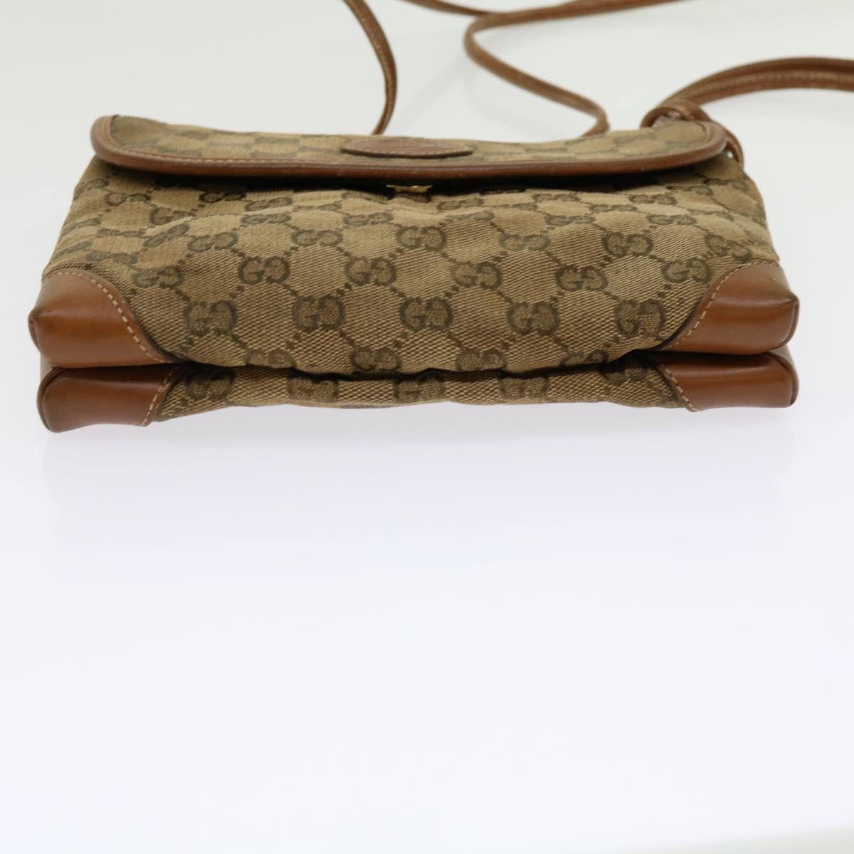 GUCCI GG Canvas Shoulder Bag Beige Auth ti1432