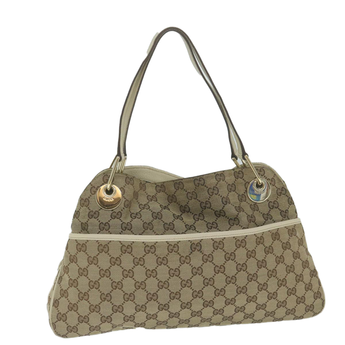 GUCCI GG Canvas Shoulder Bag Beige 121023 Auth ti1433