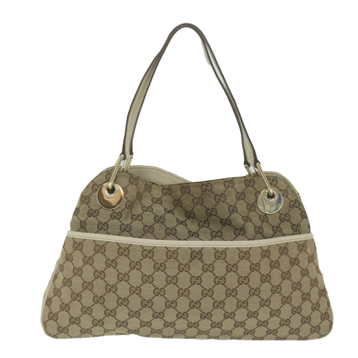 GUCCI GG Canvas Shoulder Bag Beige 121023 Auth ti1433