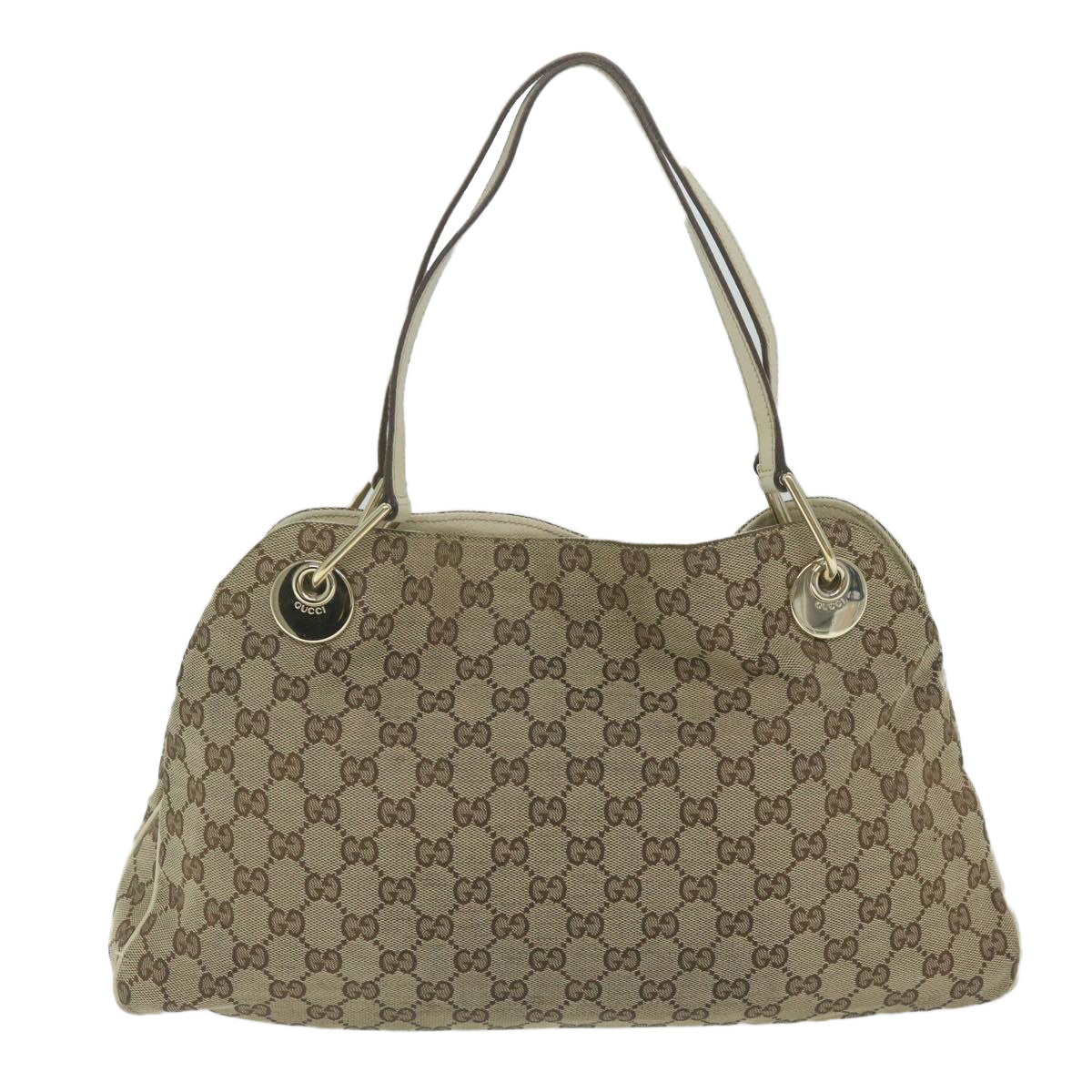 GUCCI GG Canvas Shoulder Bag Beige 121023 Auth ti1433