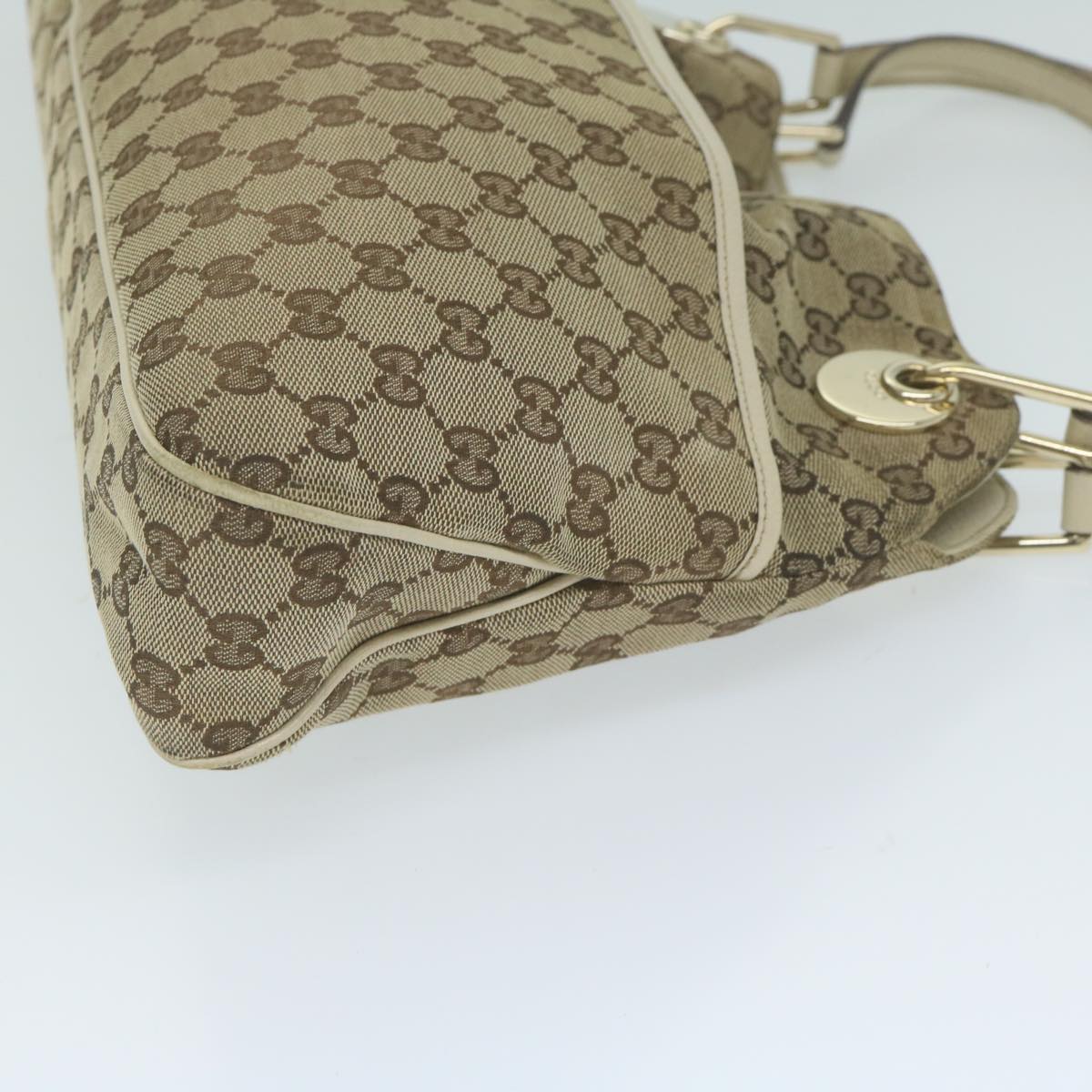 GUCCI GG Canvas Shoulder Bag Beige 121023 Auth ti1433