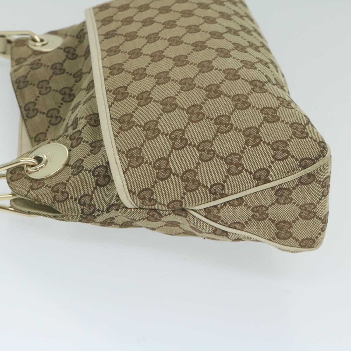 GUCCI GG Canvas Shoulder Bag Beige 121023 Auth ti1433