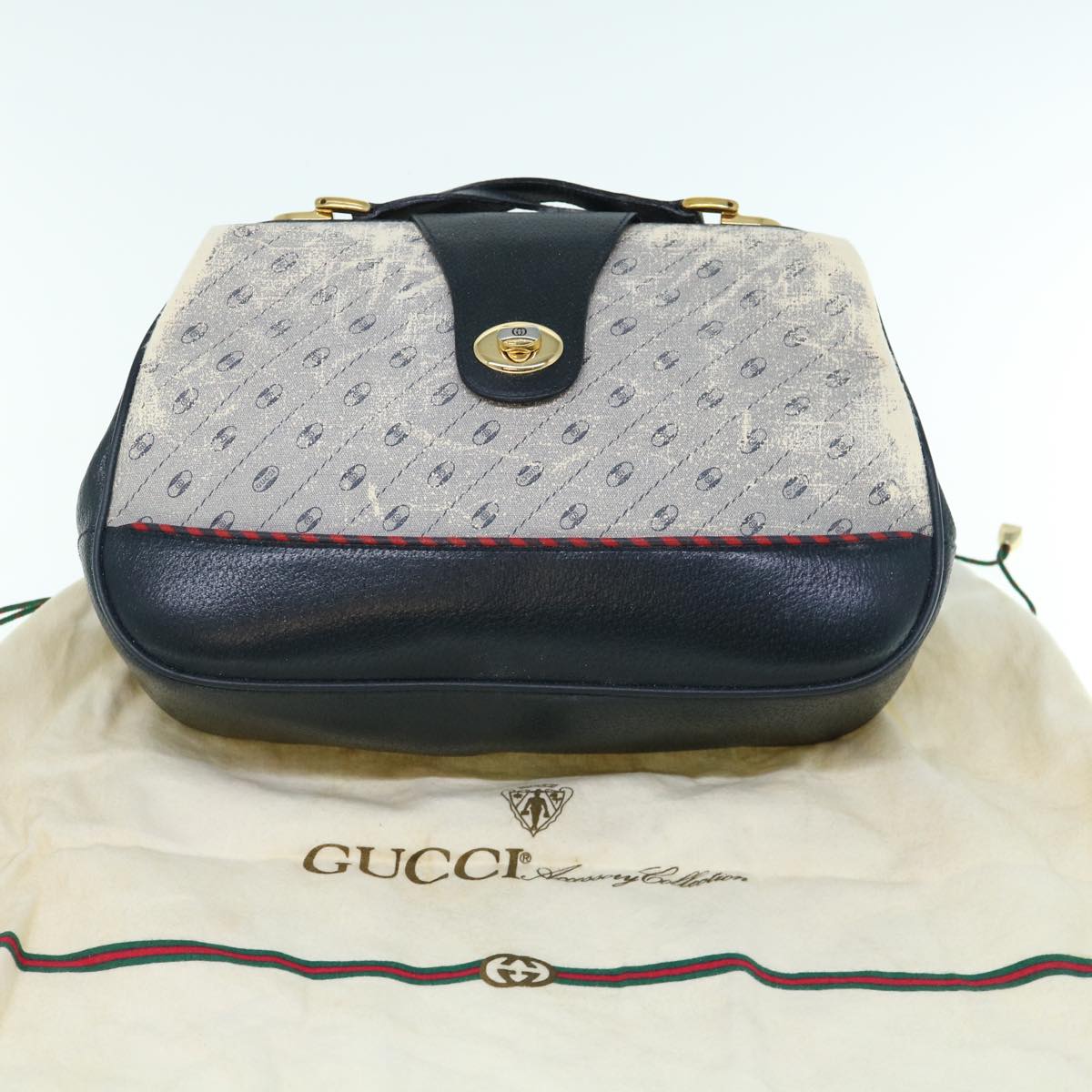 GUCCI Micro GG Canvas Shoulder Bag Navy 116 02 107 Auth ti1434