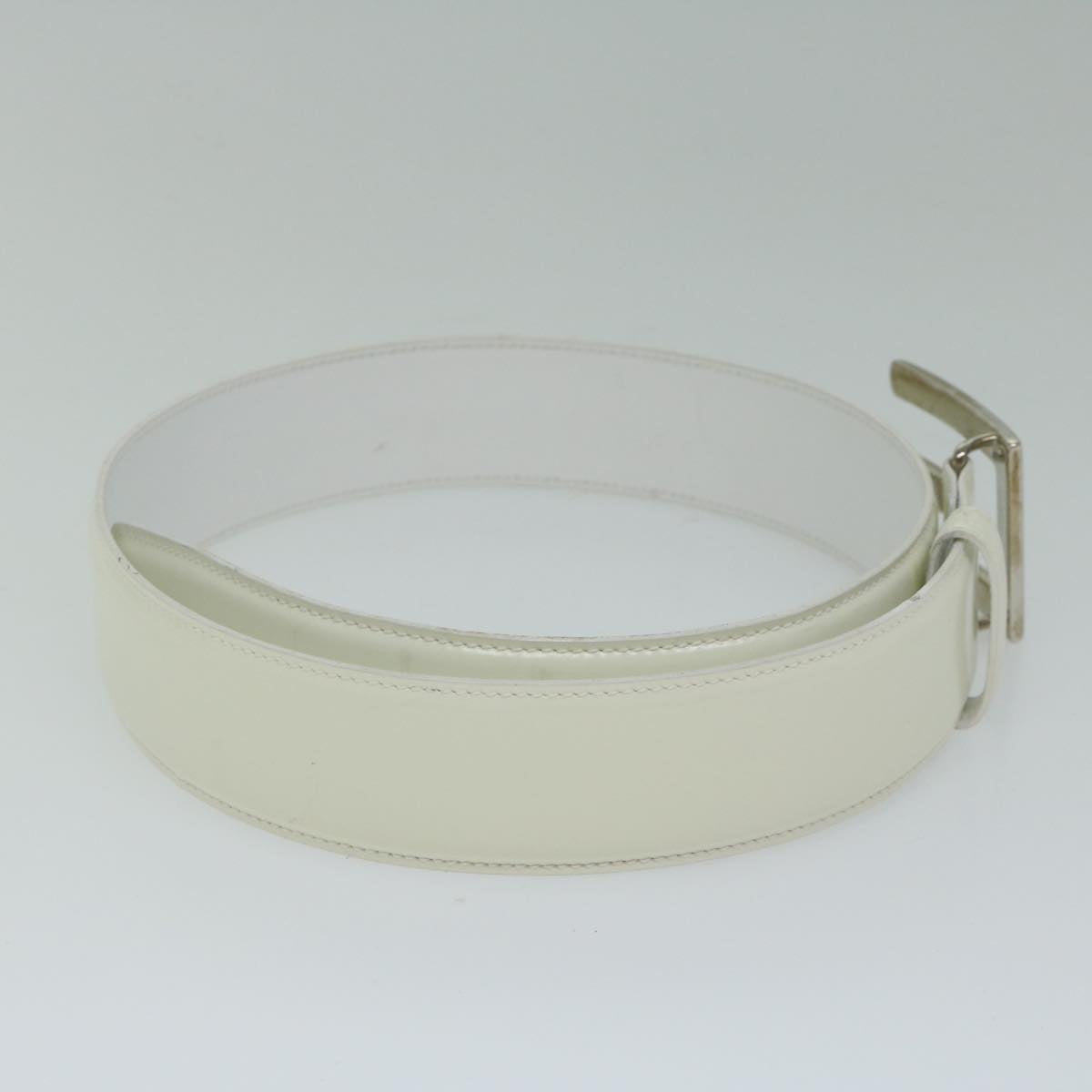 GUCCI Belt Leather 28.3""-30.3"" White Auth ti1437
