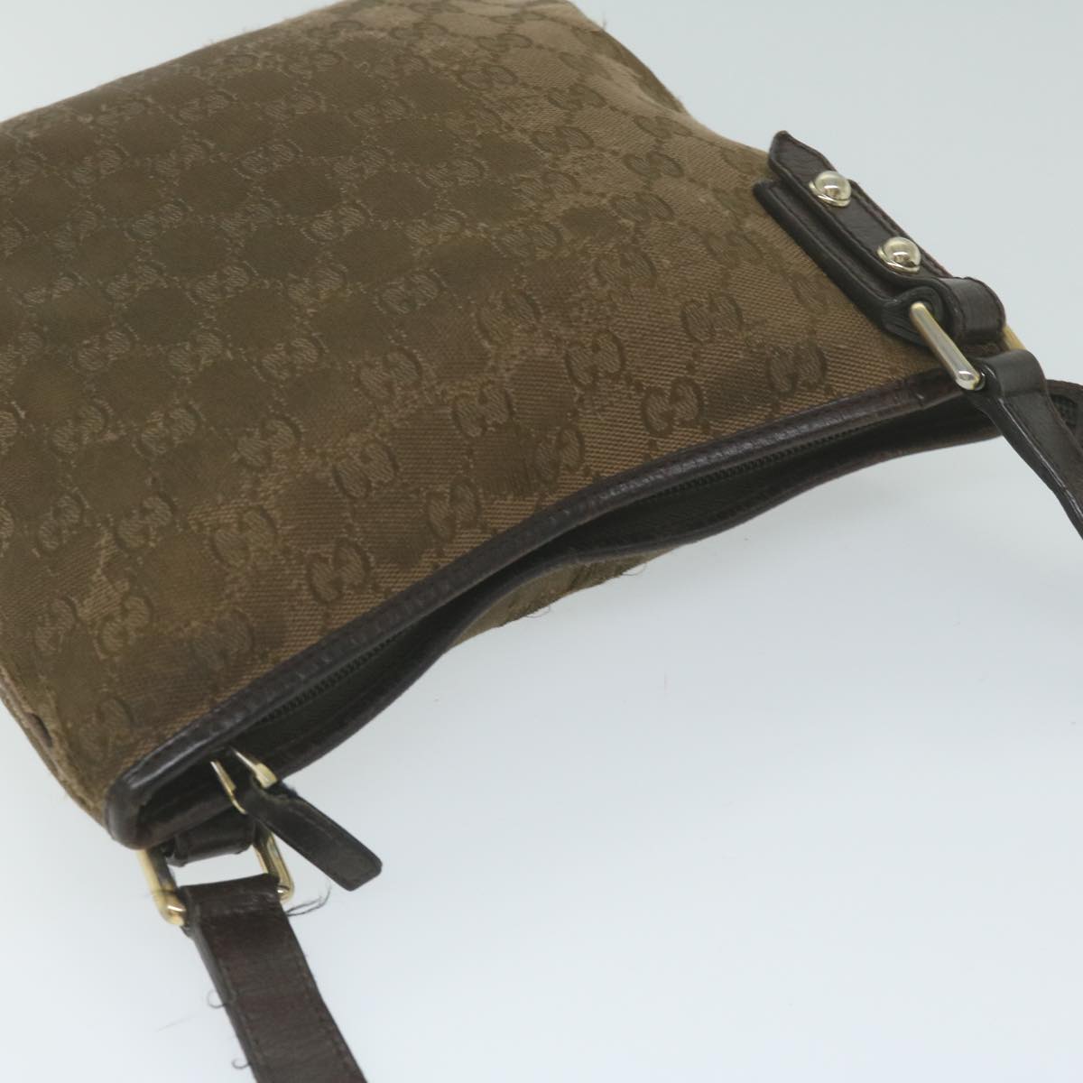 GUCCI GG Canvas Shoulder Bag Beige 257246 Auth ti1441