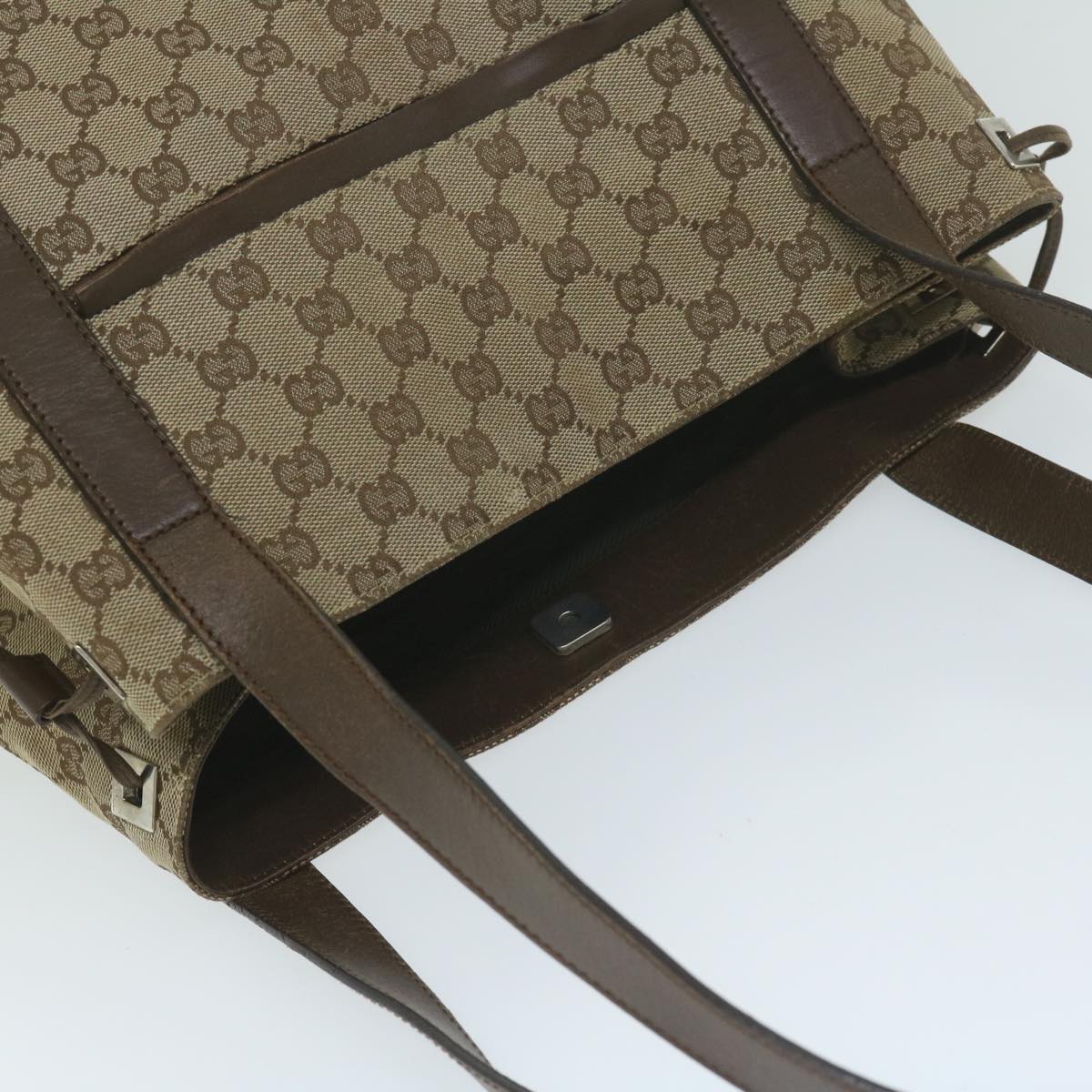 GUCCI GG Canvas Shoulder Bag Beige 30501 Auth ti1472