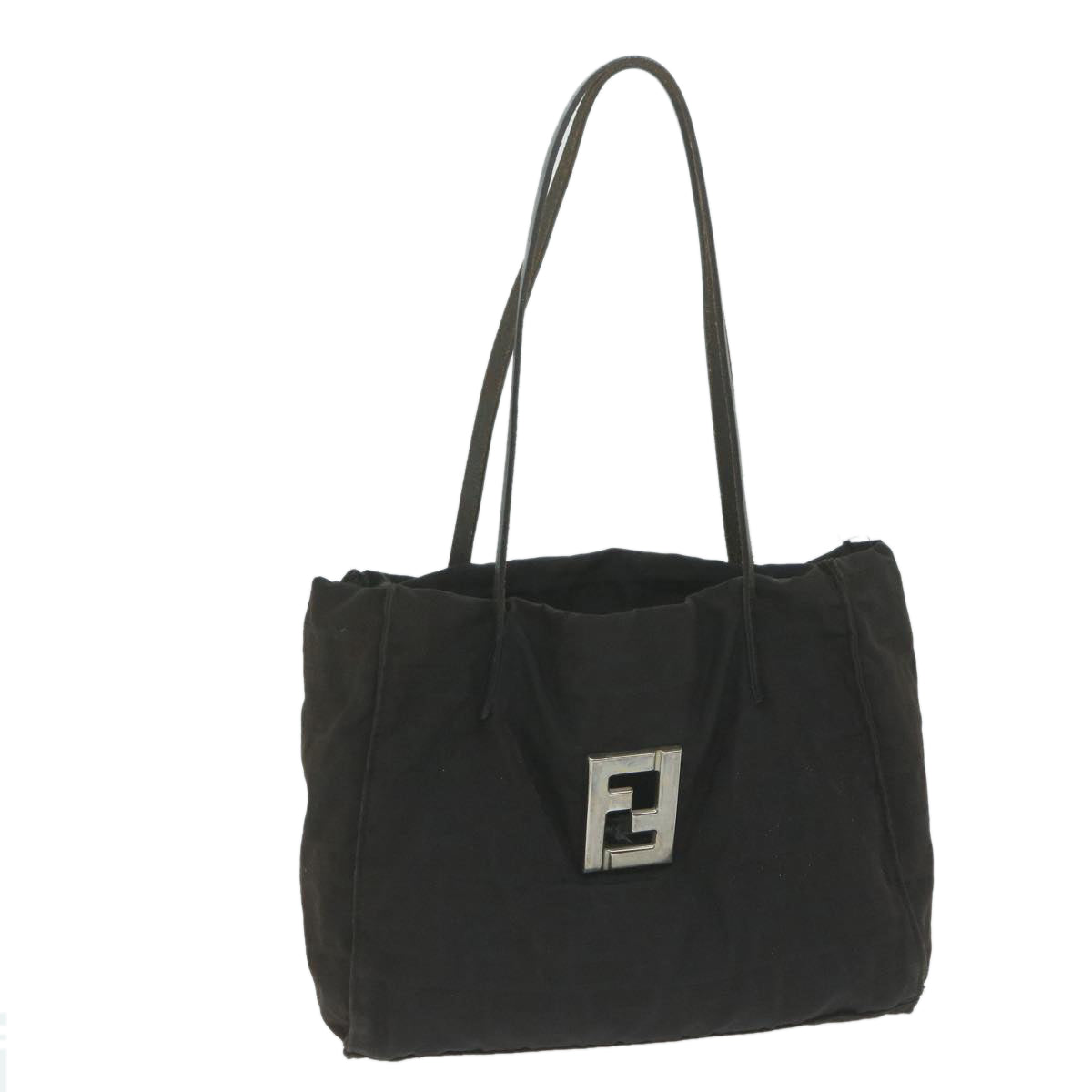 FENDI Zucca Canvas Shoulder Bag Black Auth ti1473