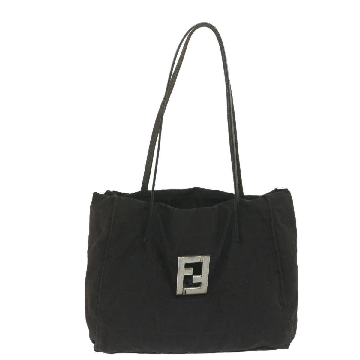 FENDI Zucca Canvas Shoulder Bag Black Auth ti1473 - 0