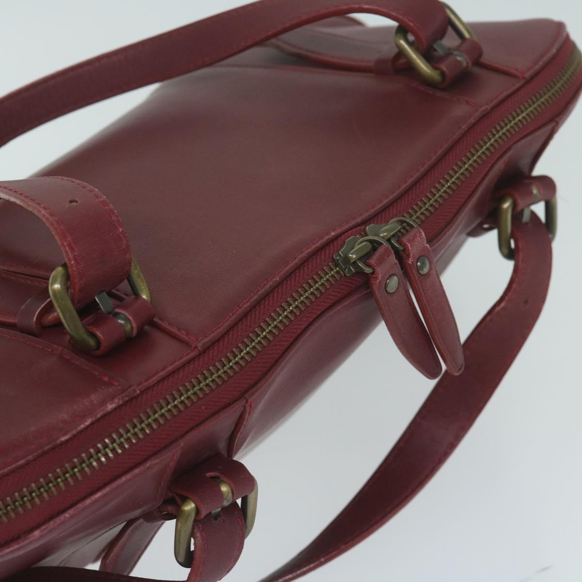 BURBERRY Hand Bag Leather Red Auth ti1480