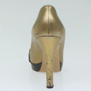 GUCCI High Heels Leather 37 Gold Tone Auth ti1487-13