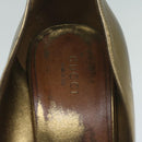 GUCCI High Heels Leather 37 Gold Tone Auth ti1487-8