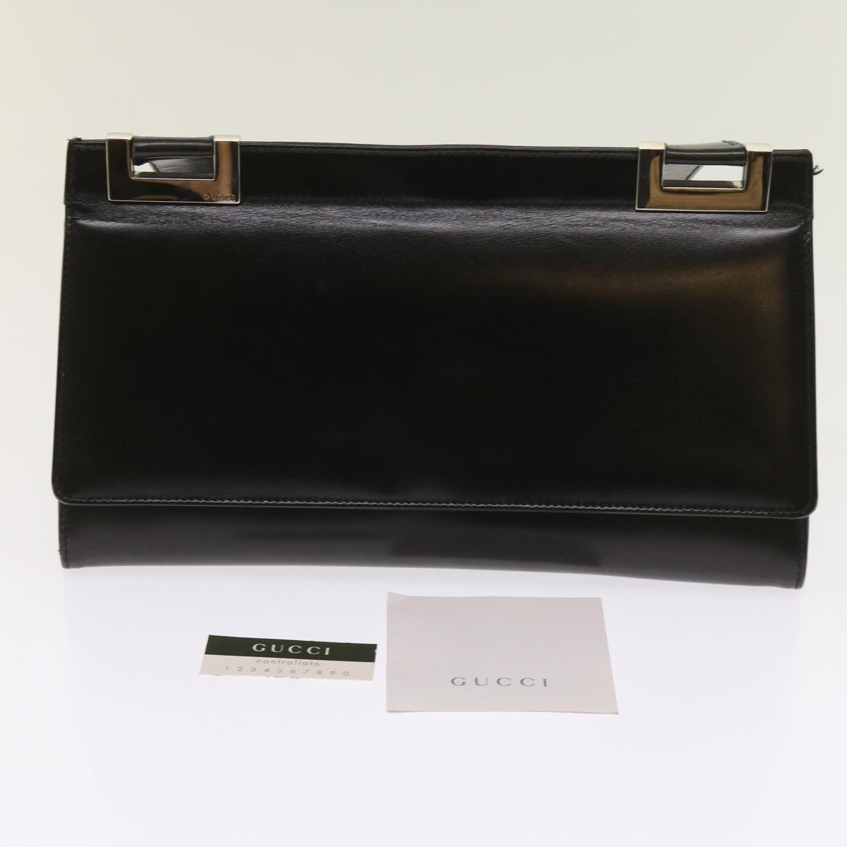 GUCCI Shoulder Bag Leather Black Auth ti1508