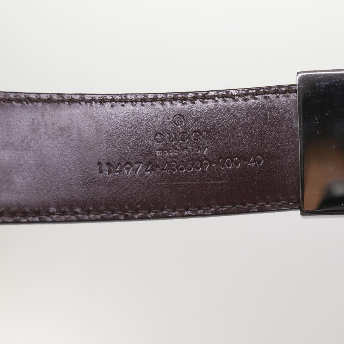 GUCCI Belt Leather 38.6""-40.2"" Black Auth ti1520