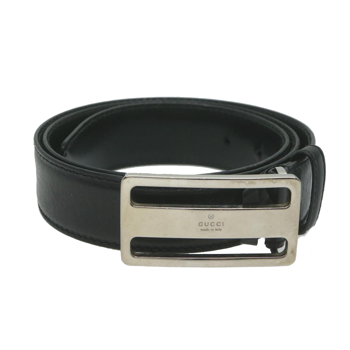 GUCCI Belt Leather 33.5""-35.4"" Black Auth ti1522 - 0
