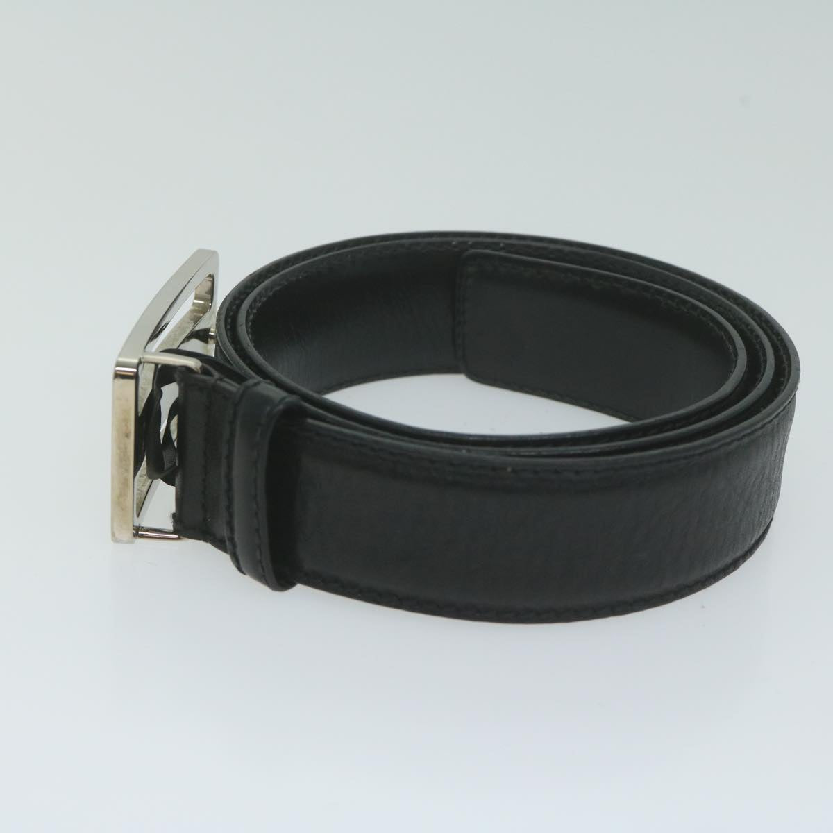 GUCCI Belt Leather 33.5""-35.4"" Black Auth ti1522