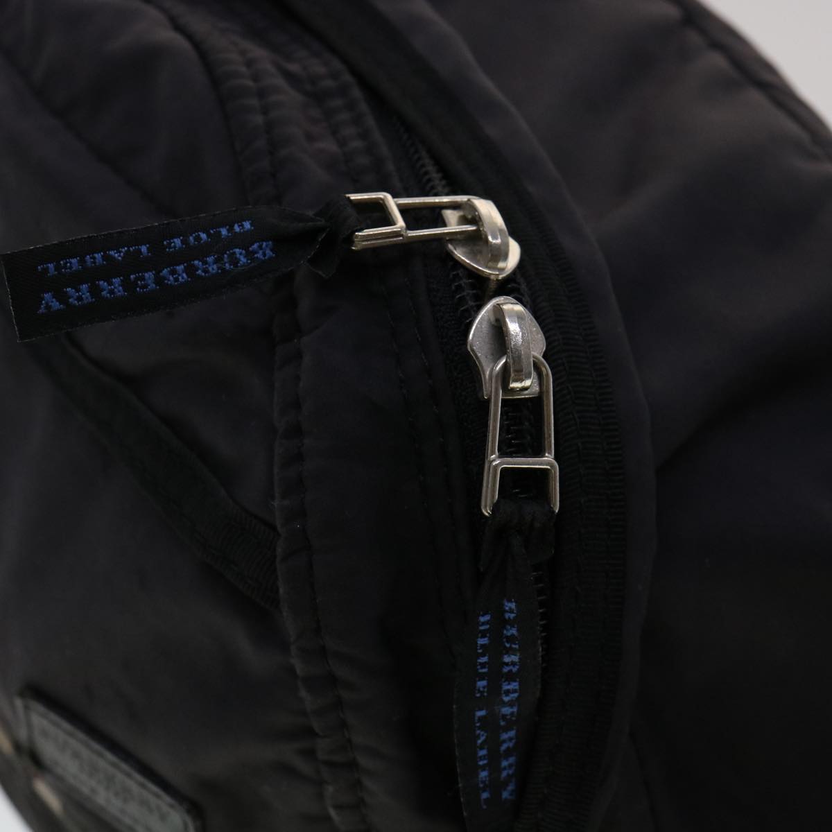 BURBERRY Nova Check Blue Label Waist Bag Nylon Black Auth ti651