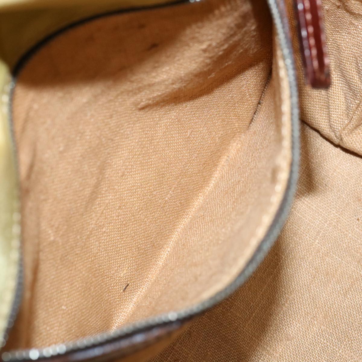FENDI Tote Bag Nylon Leather Khaki Auth ti665