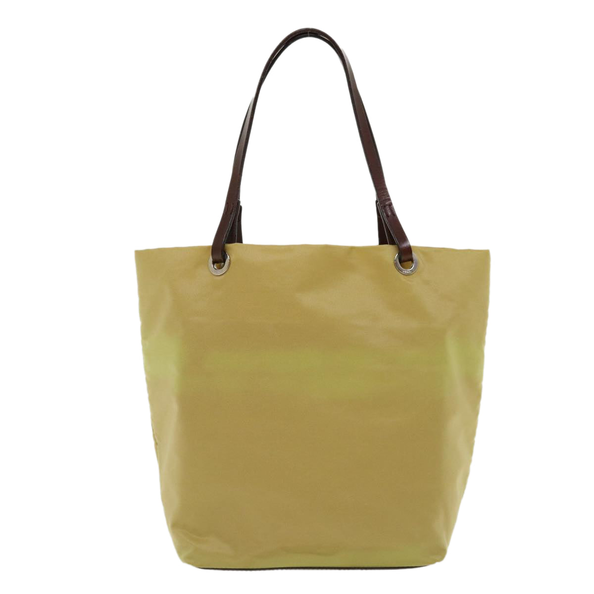FENDI Tote Bag Nylon Leather Khaki Auth ti665 - 0