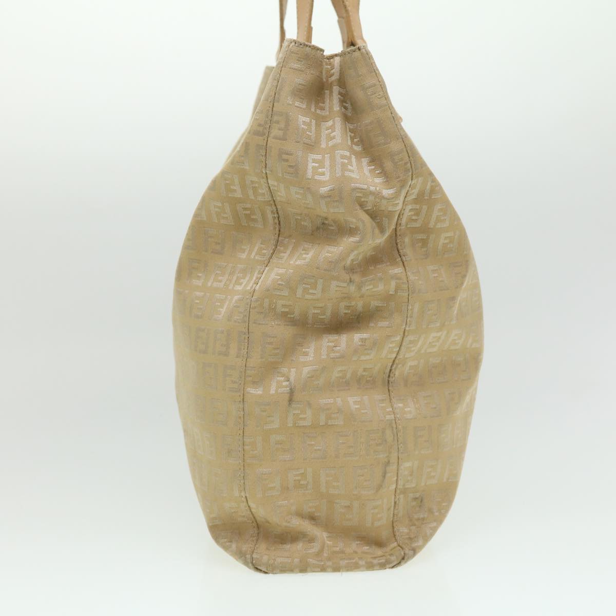 FENDI Zucchino Canvas Shoulder Bag Beige Auth ti732