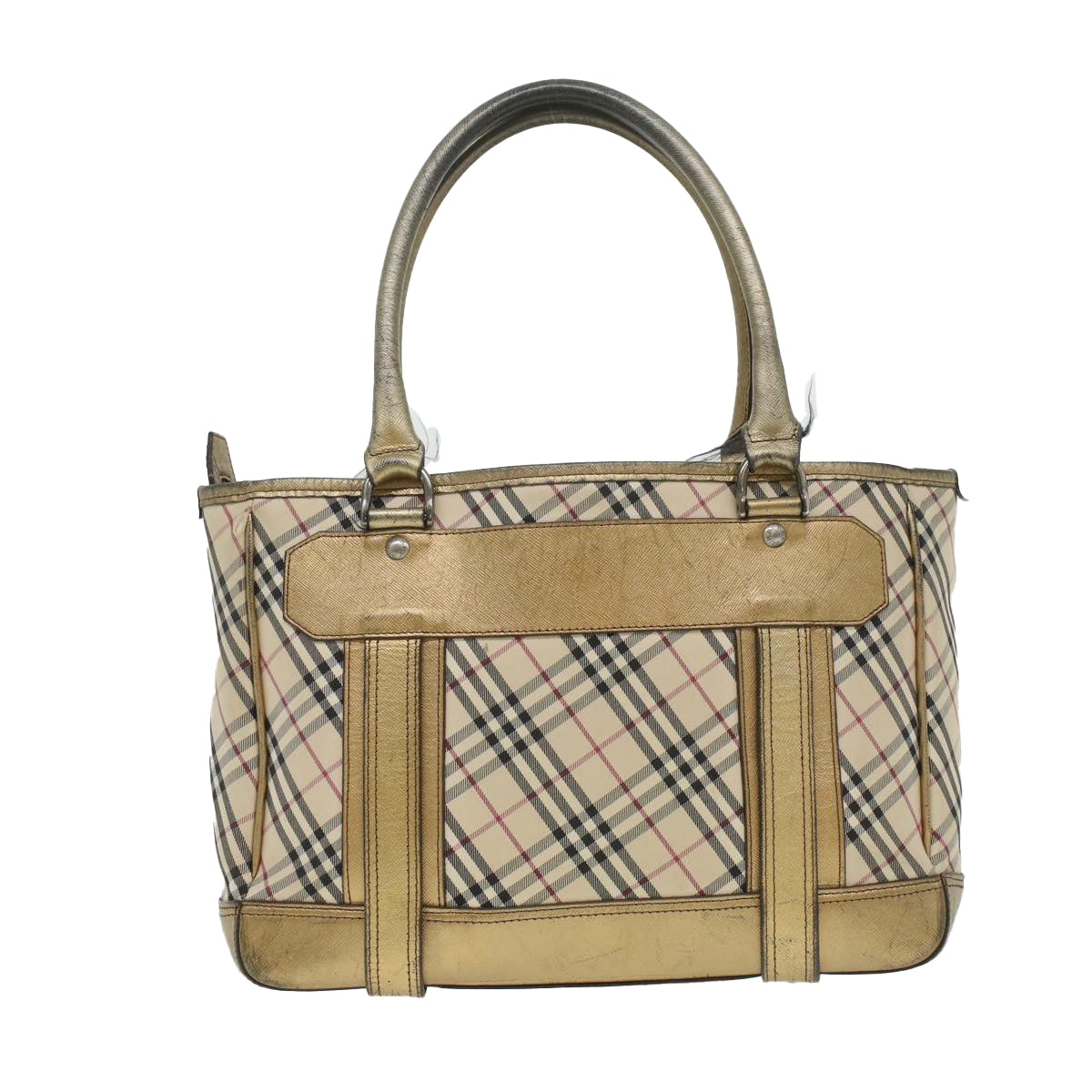 BURBERRY Nova Check Shoulder Bag Nylon Leather Beige Auth ti743