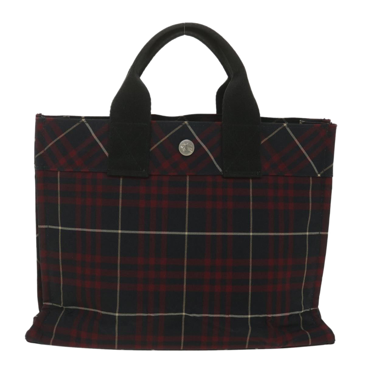 BURBERRY Nova Check Blue Label Hand Bag Canvas Black Red Auth ti761 - 0