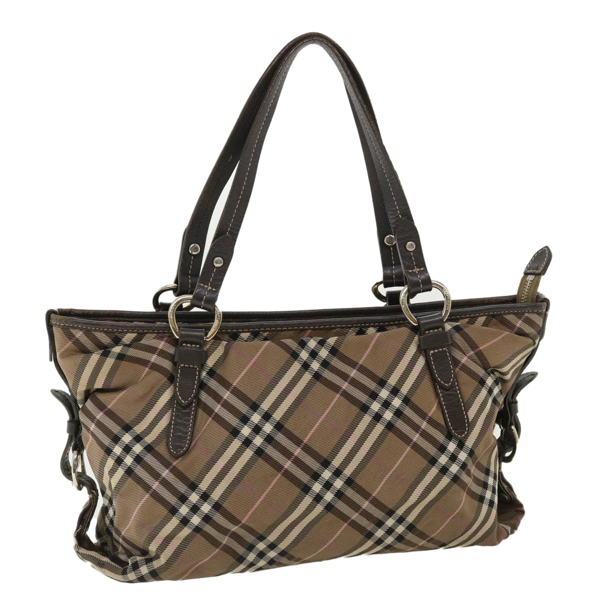 BURBERRY Nova Check Blue Label Shoulder Bag Brown Pink black Auth ti764