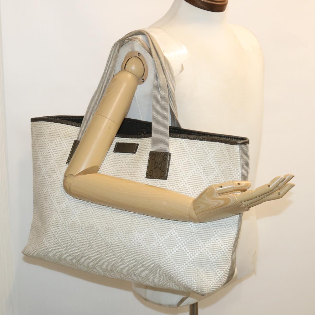 GUCCI Tote Bag straw White 289626 Auth ti795