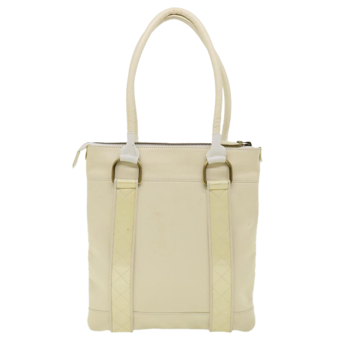 BURBERRY Tote Bag Leather White Auth ti798