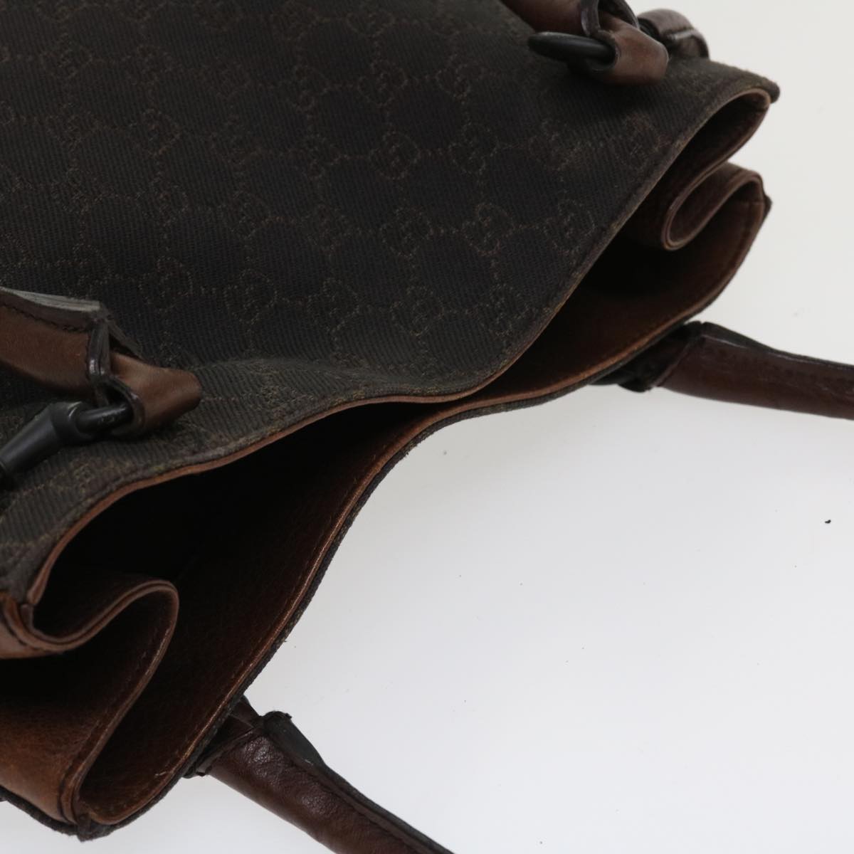 GUCCI GG Canvas Shoulder Bag Brown 101975 Auth ti848