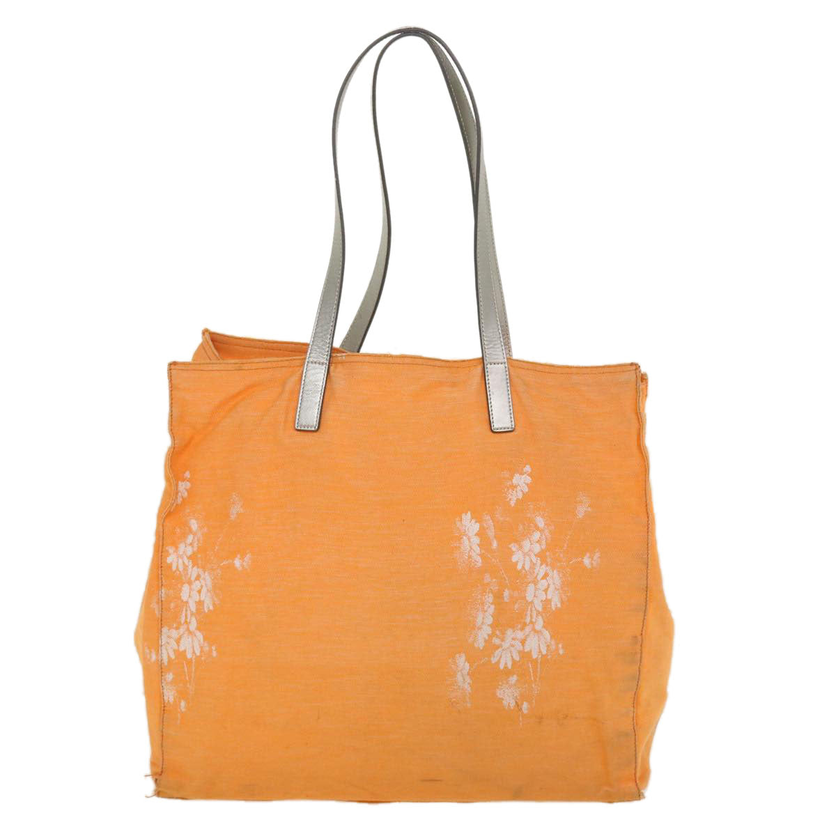 PRADA Tote Bag Canvas Orange Auth ti850 - 0