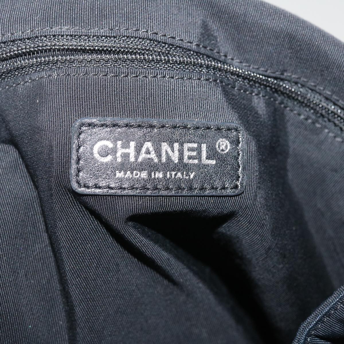 CHANEL Shoulder Bag Vinyl Canvas Black CC Auth ti853