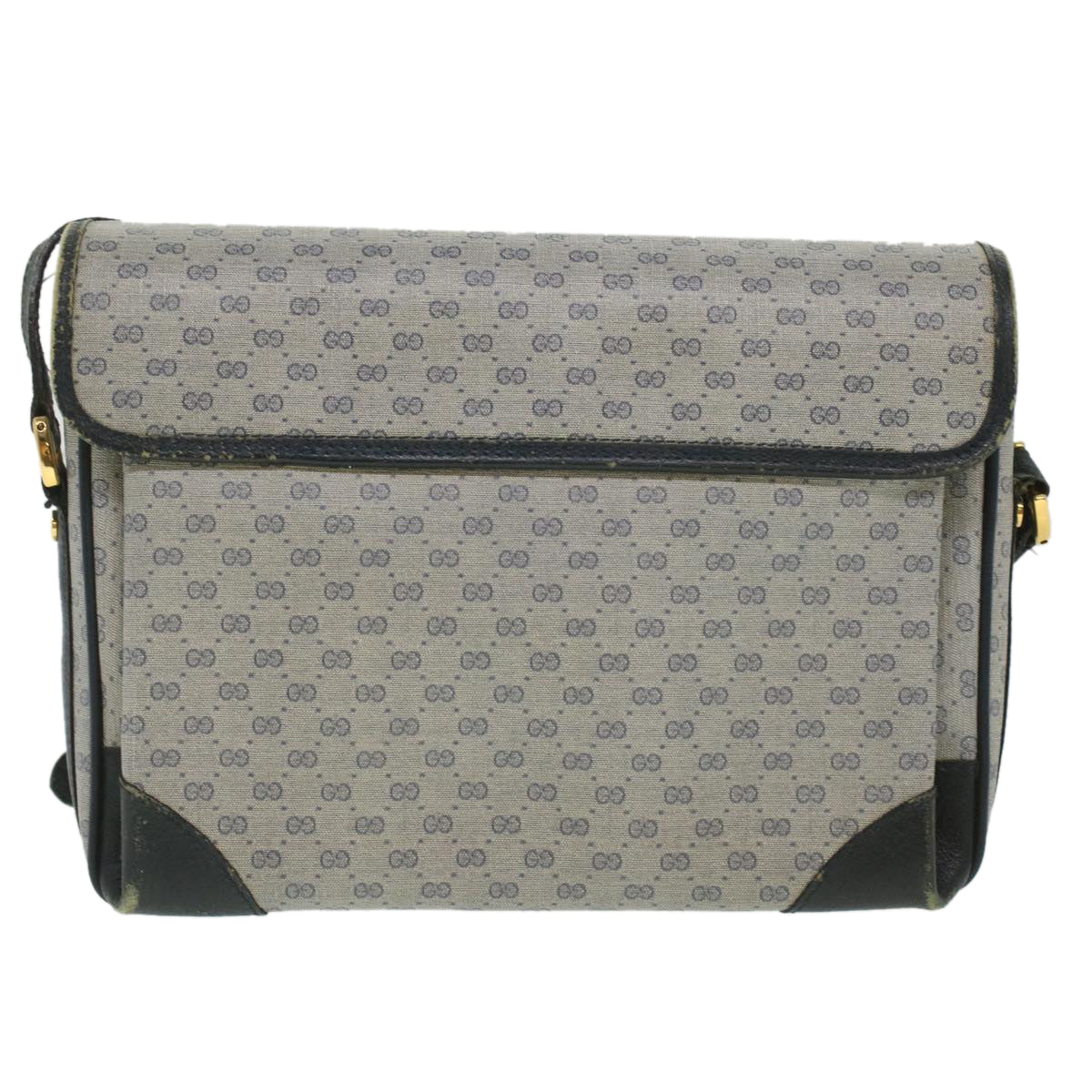 GUCCI Micro GG Canvas Shoulder Bag PVC Leather Navy Auth ti884 - 0