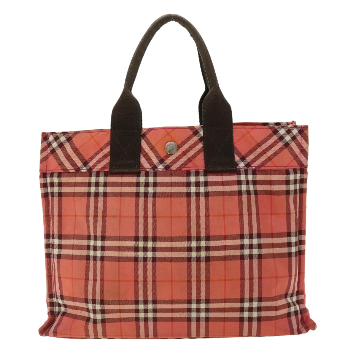 BURBERRY Nova Check Tote Bag Nylon Red Auth ti885