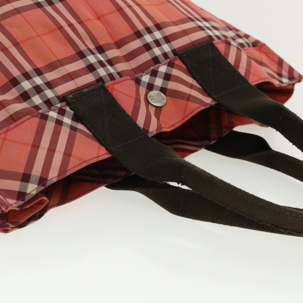 BURBERRY Nova Check Tote Bag Nylon Red Auth ti885