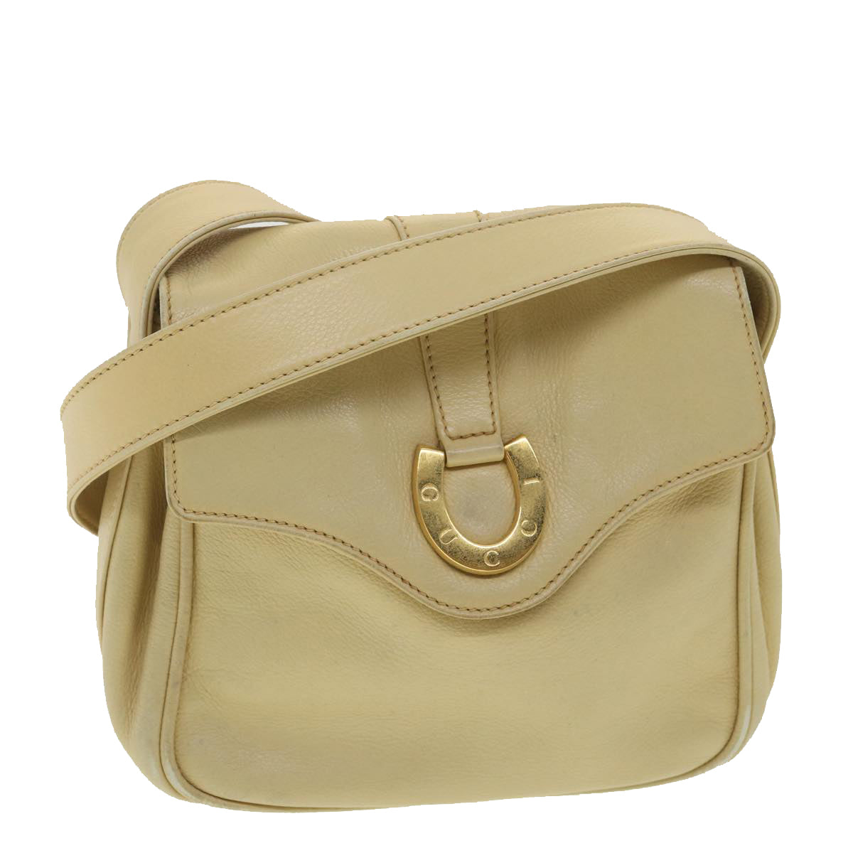 GUCCI Shoulder Bag Leather Beige 007 1014 0201 Auth ti909