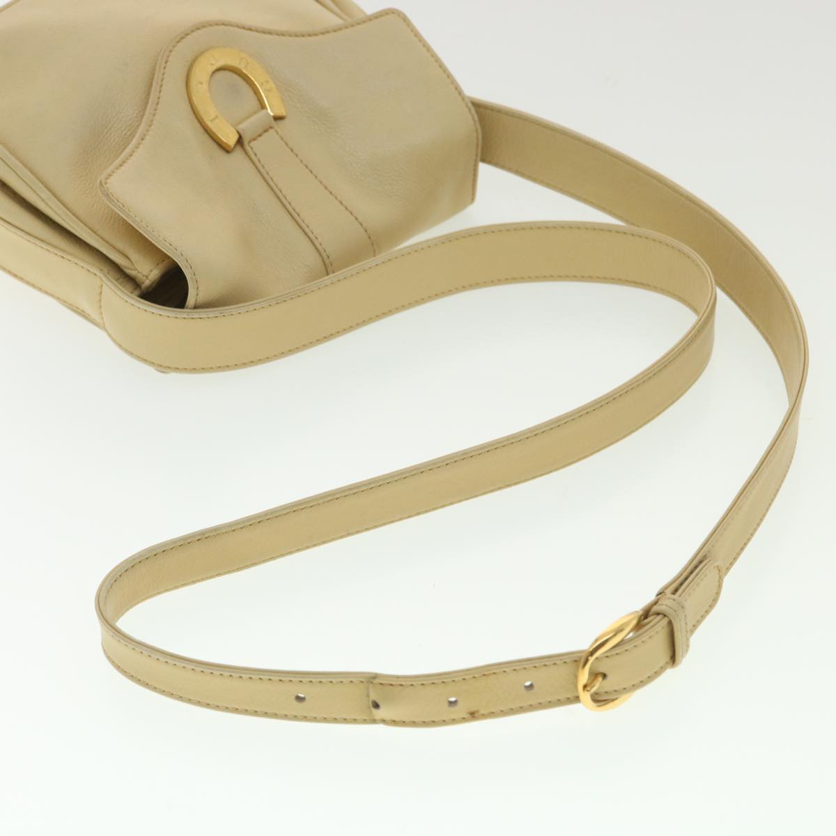 GUCCI Shoulder Bag Leather Beige 007 1014 0201 Auth ti909