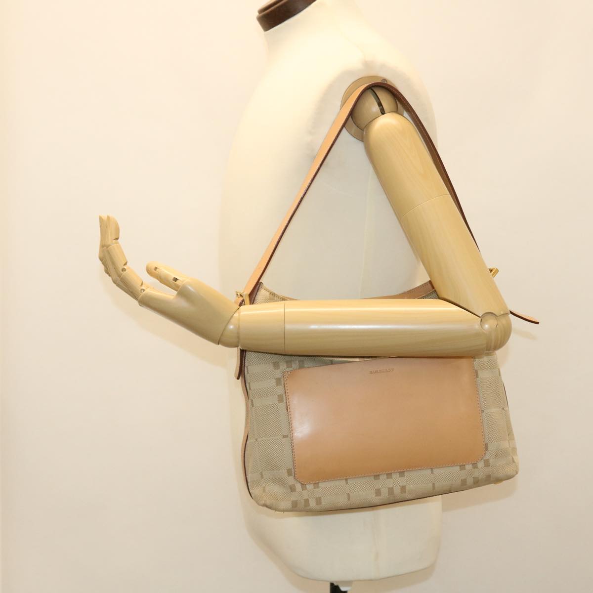 BURBERRY Shoulder Bag Canvas Beige Auth ti948