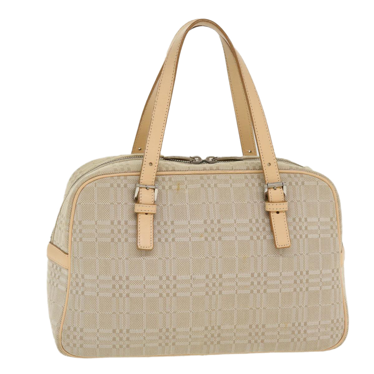 BURBERRY Hand Bag Canvas Beige Auth ti951