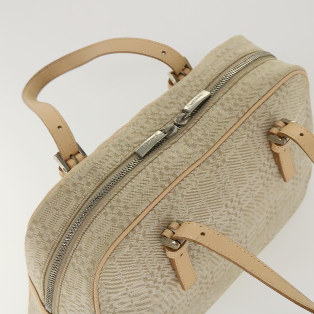 BURBERRY Hand Bag Canvas Beige Auth ti951