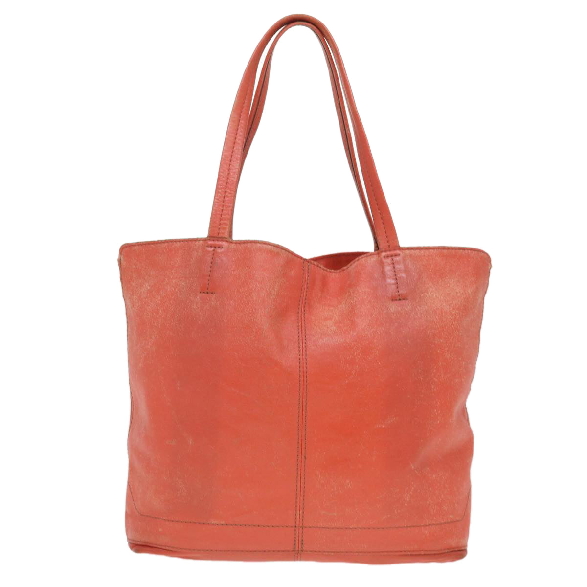 BURBERRY Tote Bag Leather Orange Auth ti965