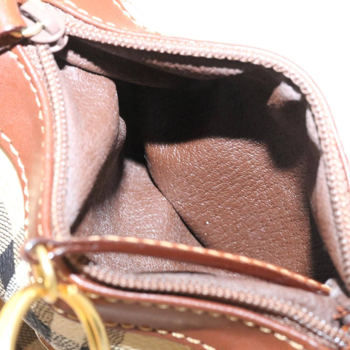 BURBERRYS Nova Check 2Way Shoulder Hand Bag Pouch Beige PVC Leather Auth tp139